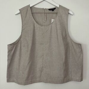 NWT Banana Republic Linen-Cotton Cropped Shell Tank Top Sand Biege Size XXL